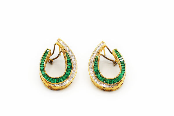 Zircon Emerald Hoop Earrings