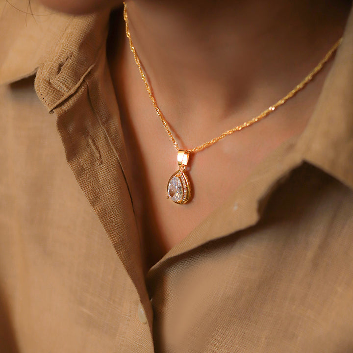 Pear drop crystal necklace - Naqsh Jewellery 